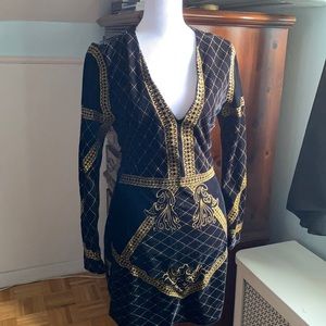 Women’s black and gold  party dress- size medium